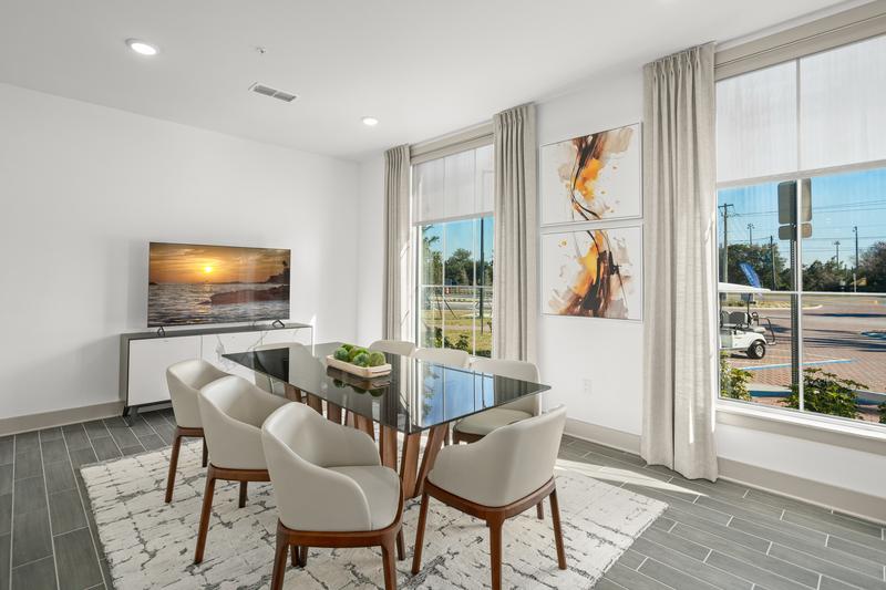 Resident dining and co-working area — Sanctuary at Daytona apartments, Daytona Beach FL